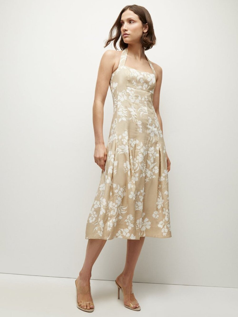 Veronica Beard Amalia Dress Halter Stretch Linen Floral Size 8 New Tag $548